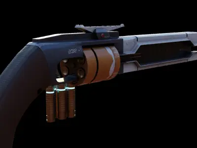 Sci-fi Revolver Low-poly 3D model