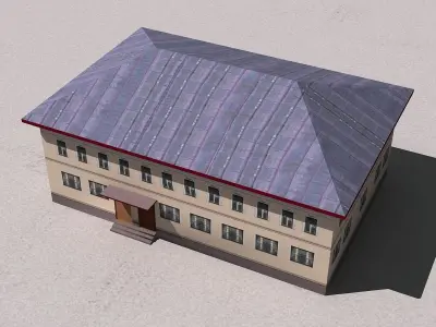 Building Lowpoly school in desert Free low-poly 3D model