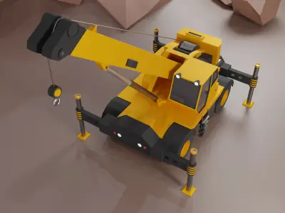 Rough Terrain Crane Heavy Vehicle Low-poly 3D model