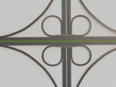 Highway Intersection Road Bridge 3D model by Boyut3d