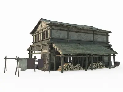 Asian Ancient Architecture Wine Shop 3D model
