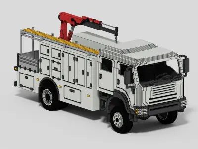 Voxel Maintenance Truck Low-poly 3D model