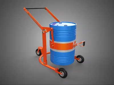 OIL DRUM BARREL TRANSPORT TROLLEY CARRIER LIFTER CART DOLLY LOAD 3D model
