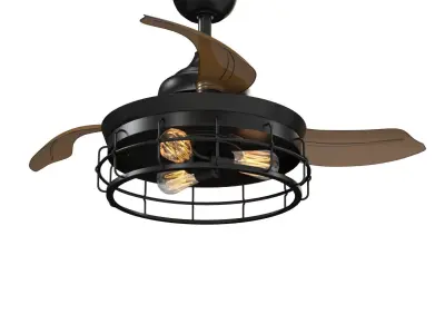 Industrial 36 inch Black 3 blade Ceiling Fan PBR 3D model