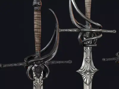 Dark Knight Ring Greatsword Low-poly 3D model