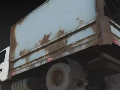 Abandoned Small Cargo Truck Wreck Low-poly 3D model