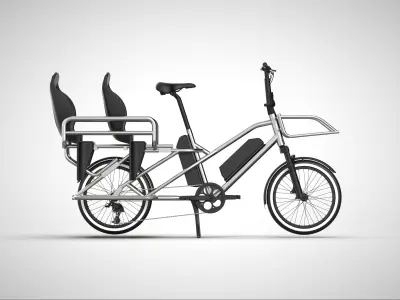 ELECTRIC CARGO BIKE WITH KIDS SEAT ACTUAL DIMENSION 3D model
