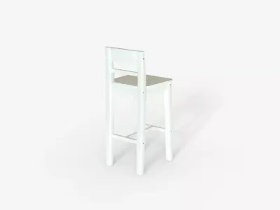 White wood Bar Chair 3D model