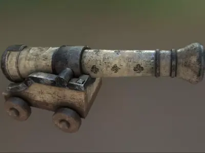 Gunpowder Artillery Cannon Low-poly 3D model