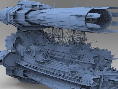 Sci fi Airship Space design 13  3D model
