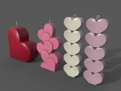 Heart candles part I 3D model