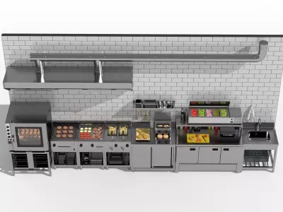 Kitchen Production Line 3D Model Low-poly 3D model