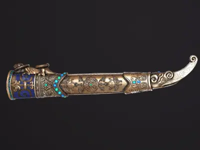 Knife Low-poly 3D model 2