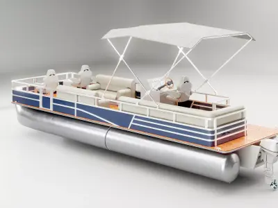 Pontoon Boat Low-poly 3D model