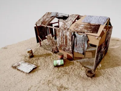 old abandoned workshop Low-poly 3D model