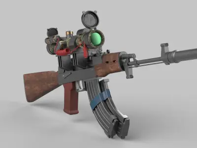 sniper rifle Low-poly 3D model 11