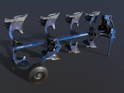 Mechanical Rotary Plow Low-poly 3D model