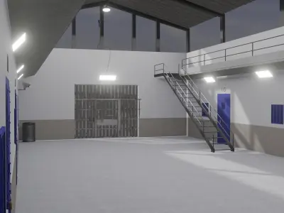 prison cell with doors Low-poly 3D model