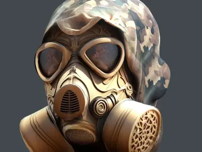 Gas mask helmet 3d model military combat Low-poly Low-poly 3D model get