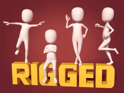 Cartoon Man -- Stickman with High Quality IK and FK Rig 3D model