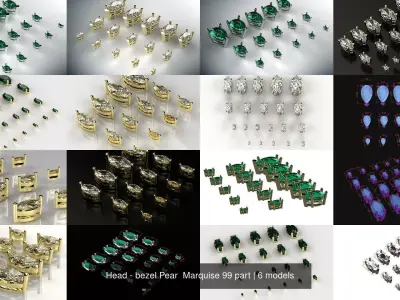 Head - bezel Pear  Marquise 99 part 3D Model Pack
