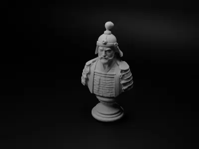 Feudal Japanese Soldier Bust Chess 3D print model get