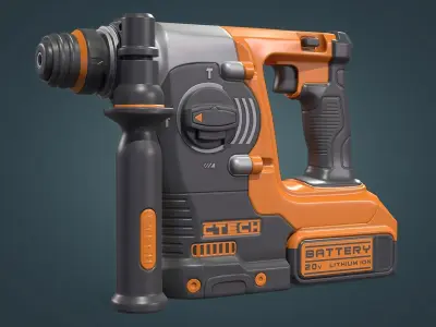 Rotary Hammer Drill Low-poly 3D model