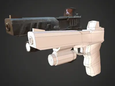 Pistol Handgun automatic Gun Low-poly 3D model