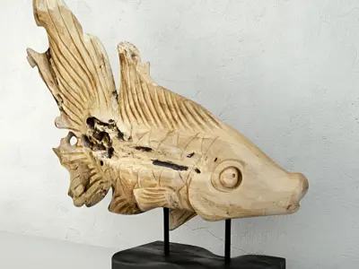 Hand Carved Driftwood Fish On Stand 3D model order