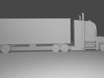 Truck with Flatbed Trailer 3D model without texture 3D model