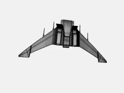 spaceship jet fighter in sky 3D model