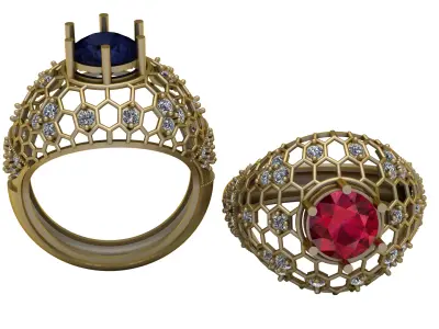 ANTIQUE BLUE SAPPHIRE RING 3D PRINTABLE MODEL 3D print model