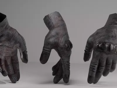 Tactical Military Gloves Realistic Low-poly 3D model