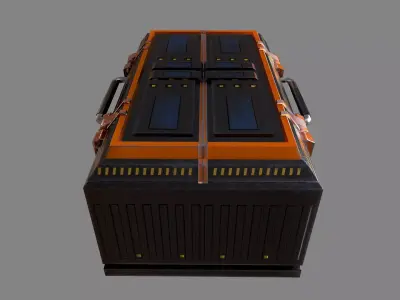 Futuristic industrial box crate lowpoly 3d model Low-poly 3D model