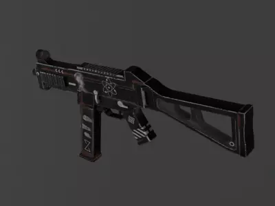 Low Poly UMP-9 Game Ready Quad Topology PBR Textures Low-poly 3D model