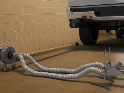 Plymovent Dual Hose Exhaust Extractor Yellow 3D model