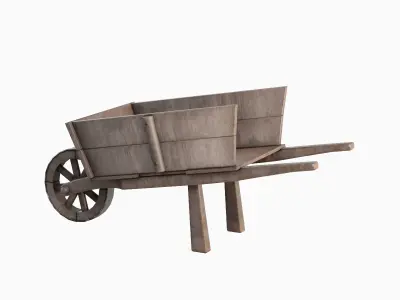 Medieval Wooden Cart 02 Low-poly 3D model