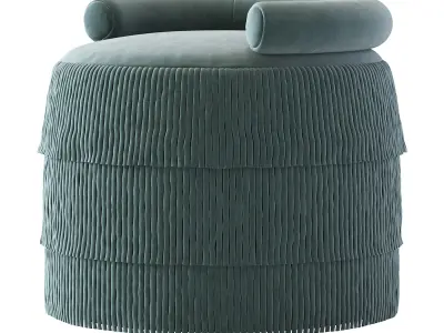 21st Century Beth Fringes Stool Cotton Velvet 3D model