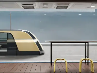 Tesla Robovan at Smart Bus Stop  purchase 3D model