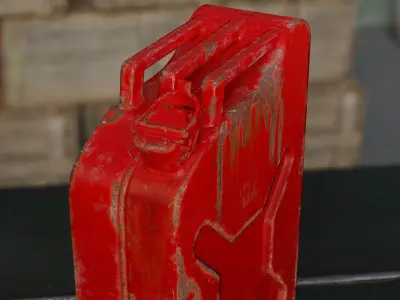Gasoline can with holder game ready Low-poly 3D model