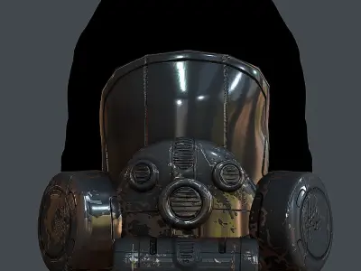 Gas mask helmet 3d model scifi Low-poly Low-poly 3D model Low-poly 3D model 25