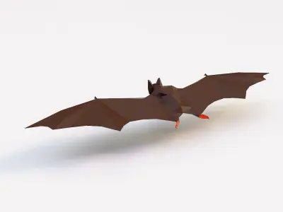 Bat low poly 3d model origami flying Low-poly 3D model