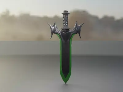 green sword stylized Low-poly 3D model