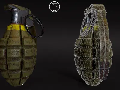 Grenade Low-poly 3D model order