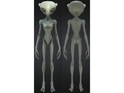 Alien Realistic Extraterrestrial Low-poly 3D model