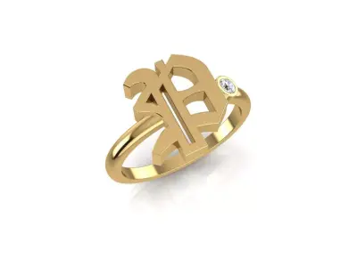 - Old English font ring P 3D print model
