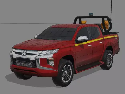 Mitsubishi L200 2019  Mining Pickup Lowpoly  Low-poly 3D model