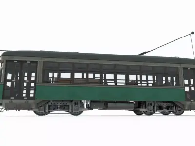 Old style vehicles public transportation trams 3D model