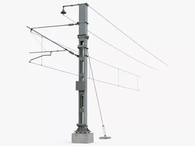 Railway Cantilever Catenary Pole Gray 3D model