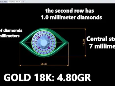 Devil Eye pendant with diamonds 3D print model